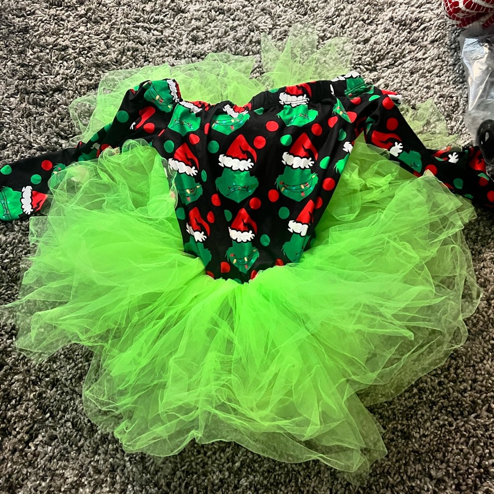 Kids Festive Costume with Neon Green Tulle